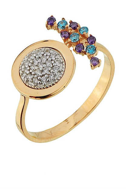 Solid Gold Colorful Gemstone Design Ring | 14K (585) | 2.57 gr