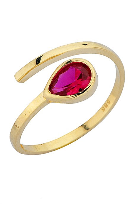 Solid Gold Colorful Gemstone Design Ring | 14K (585) | 1.68 gr | Adjustable Ring