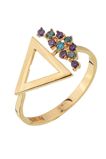 Solid Gold Colorful Gemstone Design Ring | 14K (585) | 2.00 gr
