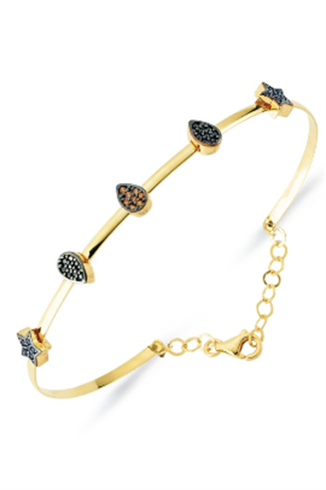 Solid Gold Colorful Gemstone Star Drop Bracelet | 14K (585) | 4.25 gr