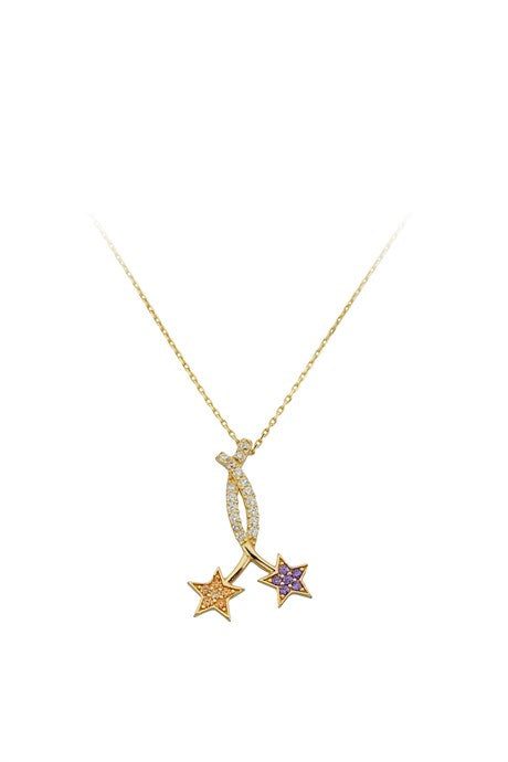 Solid Gold Colorful Gemstone Star Necklace | 14K (585) | 1.88 gr