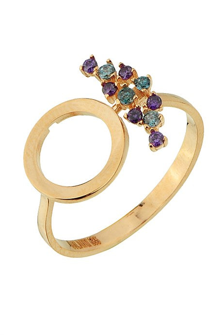Solid Gold Colorful Gemstone Ring | 14K (585) | 1.95 gr