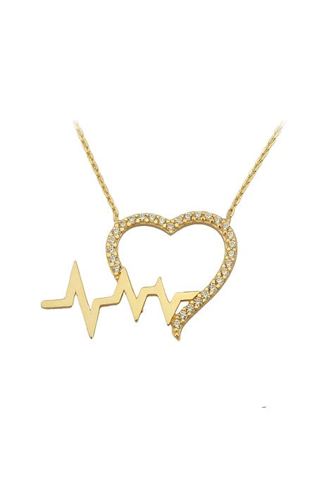 Collar de corazón de ritmo de oro macizo | 14K (585) | 1,83 gramos