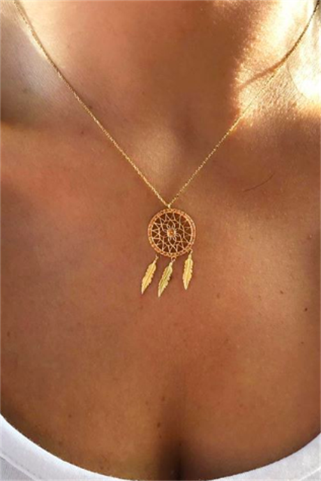 Solid Gold Dreamcatcher Necklace | 14K (585) | 2.58 gr