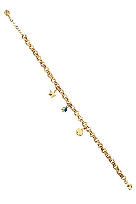 Solid Gold Dangle Charm Bracelet | 14K (585) | 6.43 gr