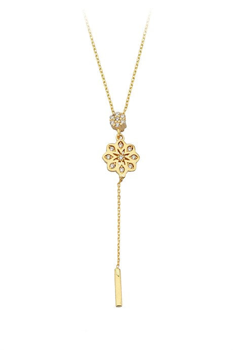 Collar colgante de flores de oro macizo | 14K (585) | 1,95 gramos