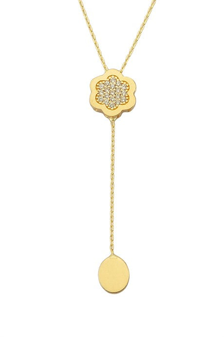 Solid Gold Dangle Flower Necklace | 14K (585) | 2.00 gr