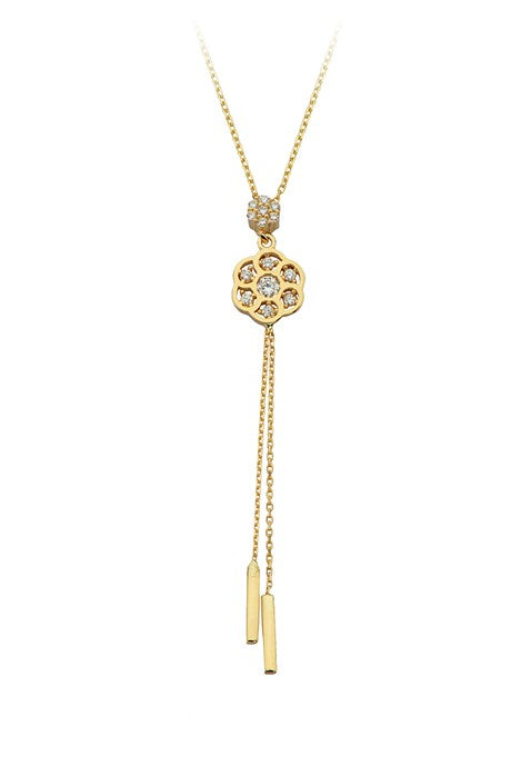 Collar colgante de flores de oro macizo | 14K (585) | 2,35 gramos