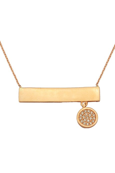 Solid Gold Dangle Stick Necklace | 14K (585) | 2.29 gr