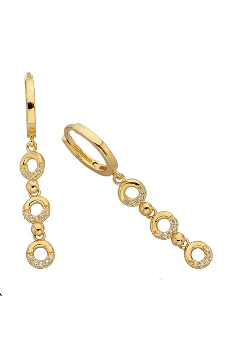 Solid Gold Dangle Circle Earring | 14K (585) | 2.51 gr