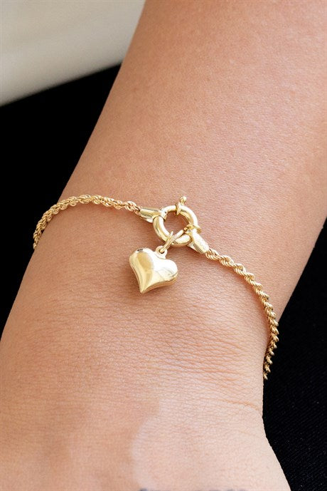 Bracelet coeur en or massif pendant | 14K (585) | 2,92 grammes