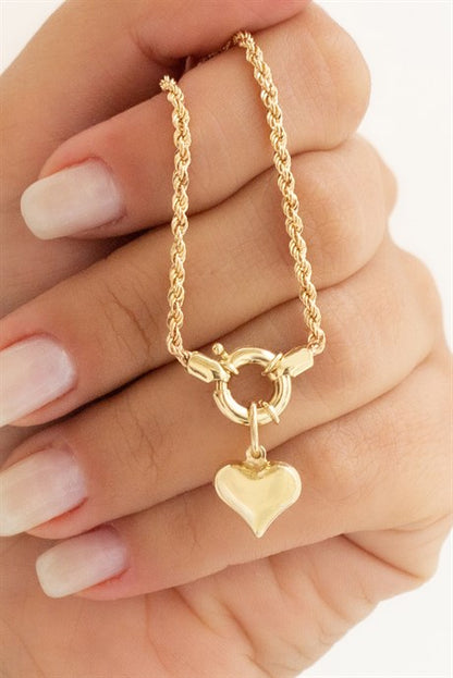 Solid Gold Dangle Heart Bracelet | 14K (585) | 2.92 gr