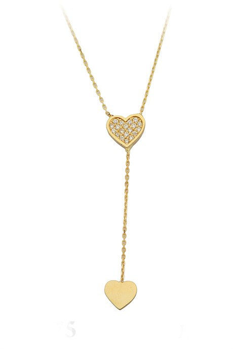 Solid Gold Dangle Heart Necklace | 14K (585) | 1.77 gr