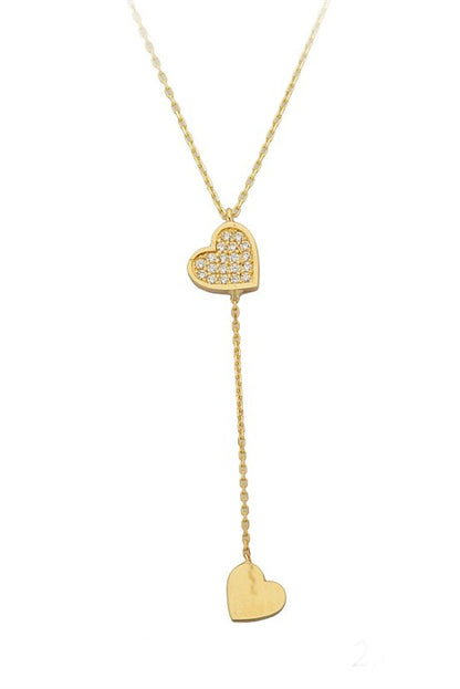 Solid Gold Dangle Heart Necklace | 14K (585) | 2.06 gr