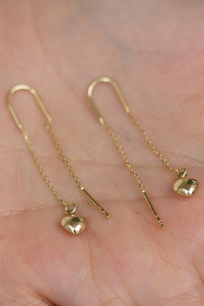 Solid Gold Dangle Heart Earring | 14K (585) | 1.20 gr