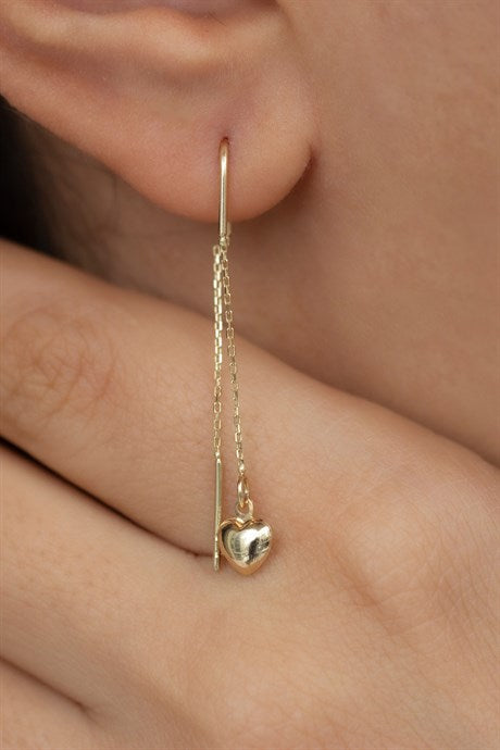 Solid Gold Dangle Heart Earring | 14K (585) | 1.20 gr