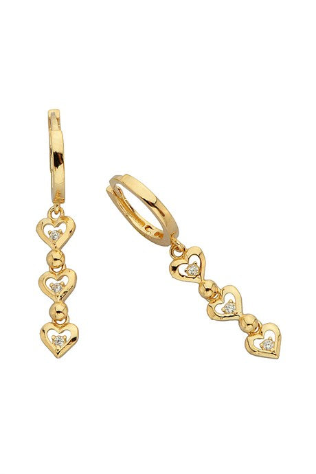Solid Gold Dangle Heart Earring | 14K (585) | 2.45 gr
