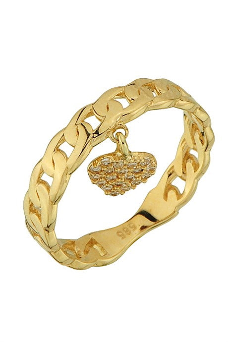 Anillo de corazón tambaleante de oro macizo | 14K (585) | 2,71 gramos