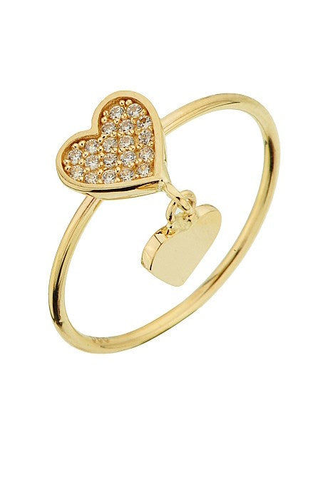 Anillo de corazón tambaleante de oro macizo | 14K (585) | 1,46 gramos