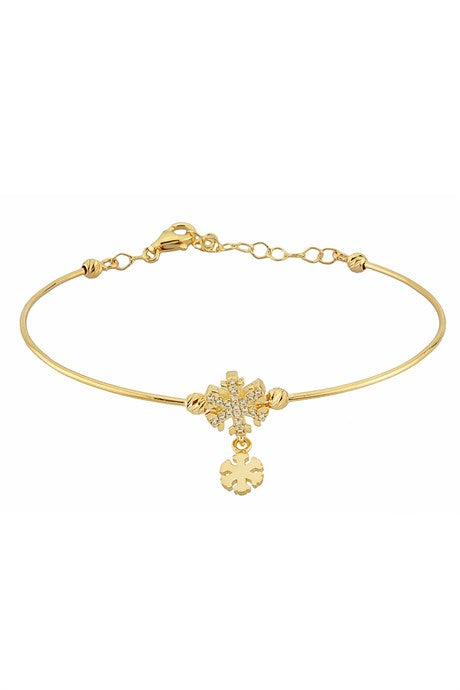 Solid Gold Dangle Snowflake Bracelet | 14K (585) | 3.47 gr