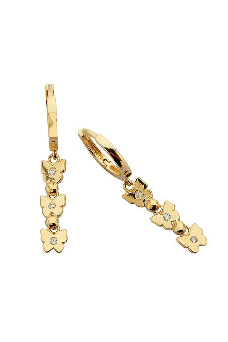 Solid Gold Dangle Butterfly Earring | 14K (585) | 2.42 gr