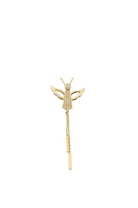 Solid Gold Dangle Angel Necklace | 14K (585) | 2.44 gr