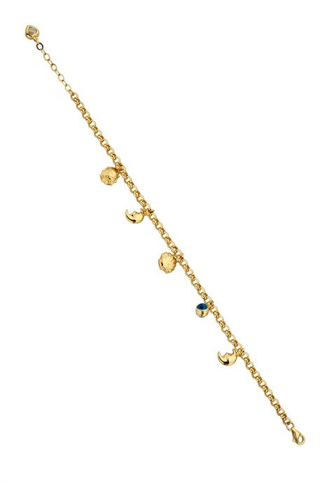 Solid Gold Dangle Charm Bracelet | 14K (585) | 4.72 gr