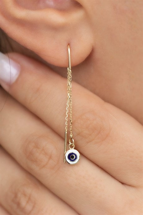 Boucle d'oreille en or massif Dangle Evil Eye | 14K (585) | 1,53 g