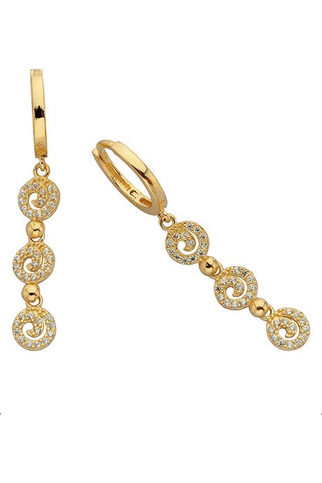 Boucle d'oreille en spirale pendante en or massif | 14K (585) | 2,86 grammes