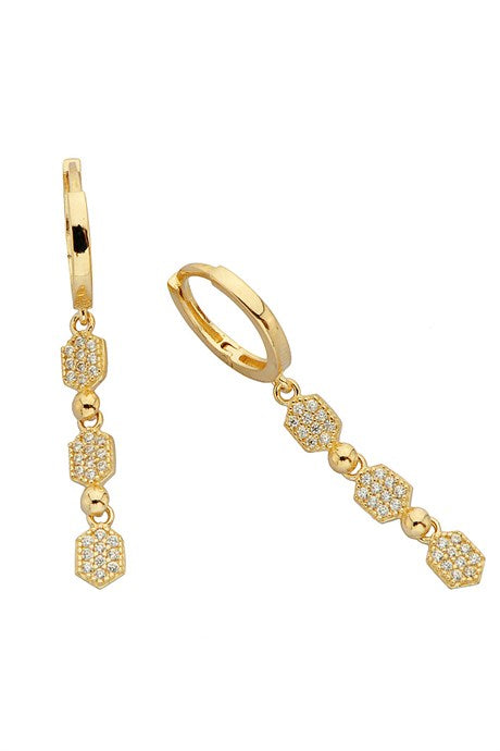 Solid Gold Dangle Design Earring | 14K (585) | 2.63 gr