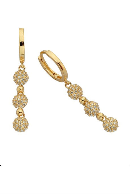 Solid Gold Dangle Ball Design Earring | 14K (585) | 2.82 gr