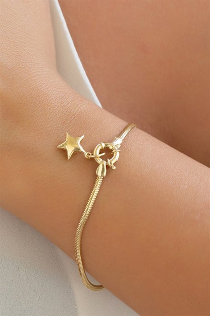 Solid Gold Dangle Star Bracelet | 14K (585) | 3.88 gr