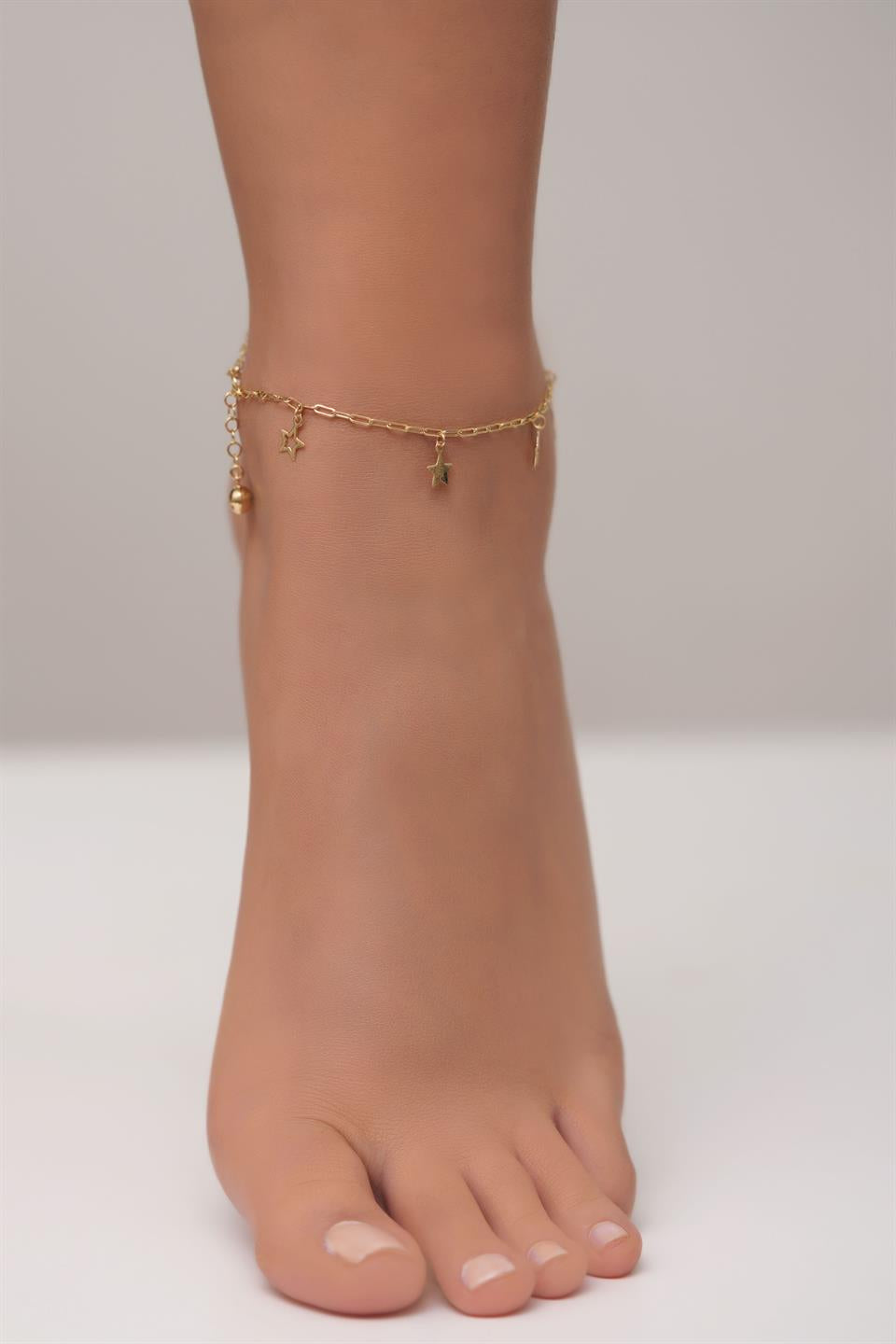 Solid Gold Wobbly Star Anklet