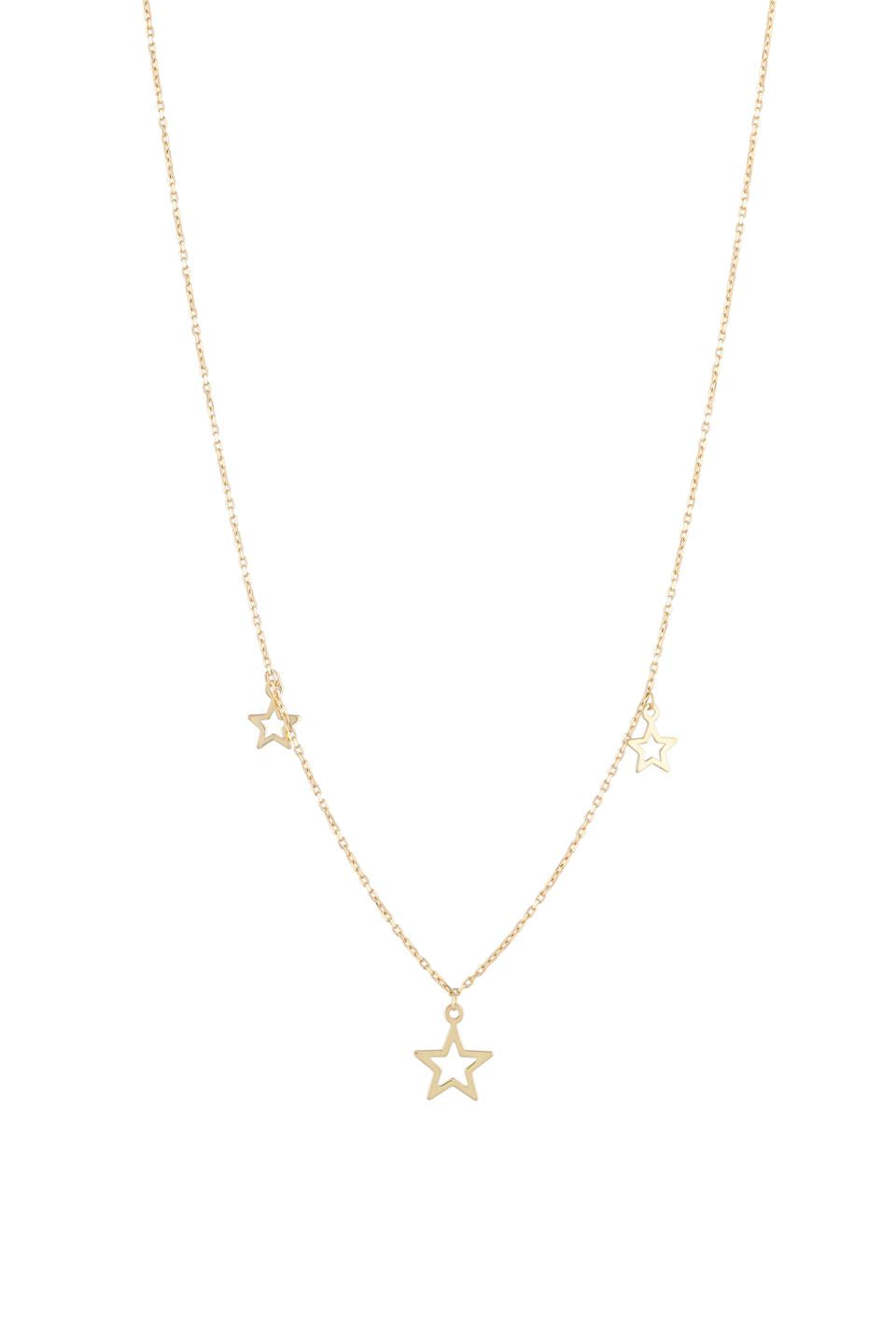 Collar de estrella tambaleante de oro macizo