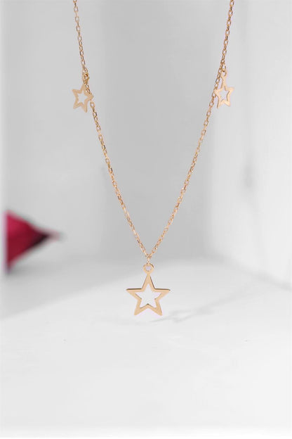 Collar de estrella tambaleante de oro macizo