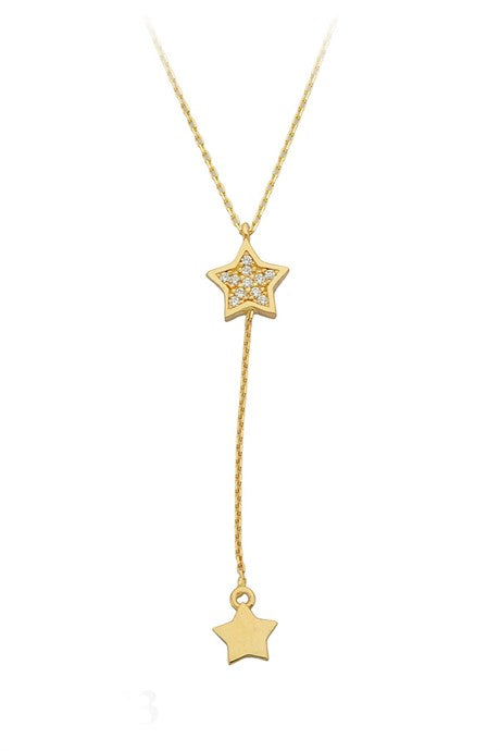 Solid Gold Dangle Star Necklace | 14K (585) | 1.93 gr