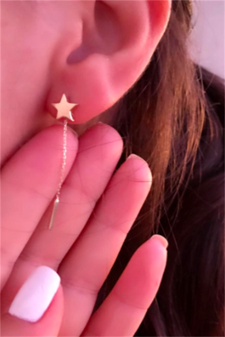 Boucle d'oreille étoile pendante en or massif | 14K (585) | 1,50 gr