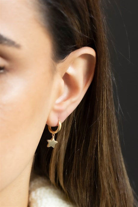 Solid Gold Dangle Star Earring | 14K (585) | 1.90 gr