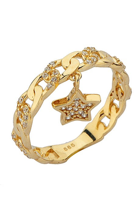 Bague étoile bancale en or massif | 14K (585) | 2,66 grammes