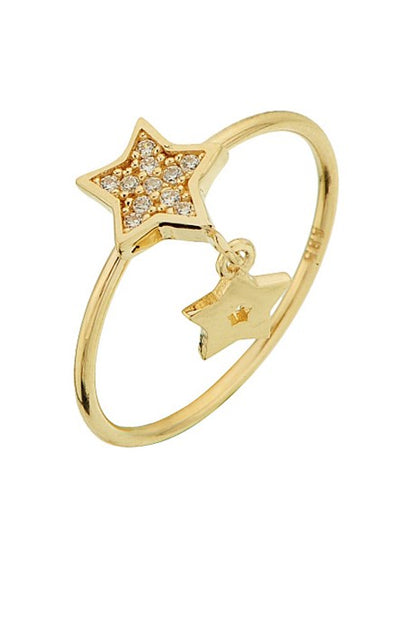 Anillo de estrella tambaleante de oro macizo | 14K (585) | 1,21 gramos