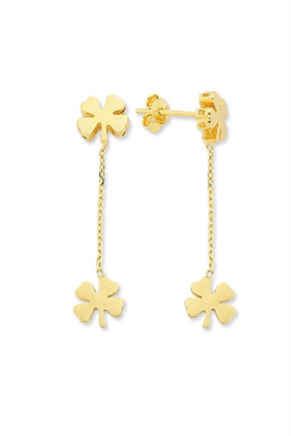 Solid Gold Dangle Clover Earring | 14K (585) | 2.05 gr