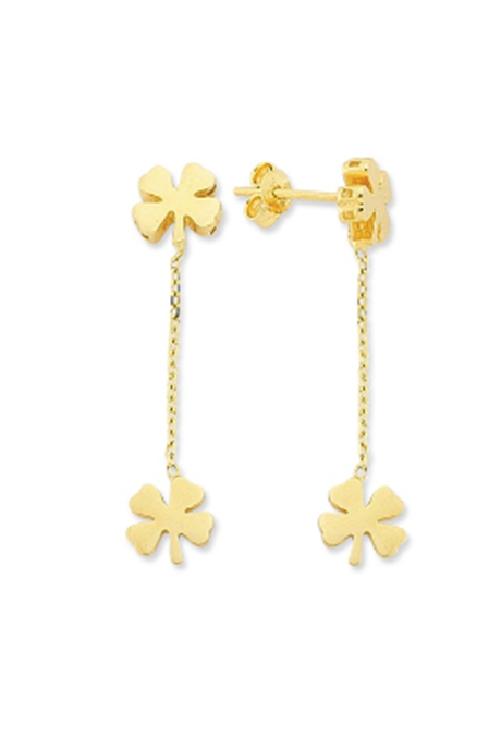 Solid Gold Dangle Clover Earring | 14K (585) | 2.05 gr