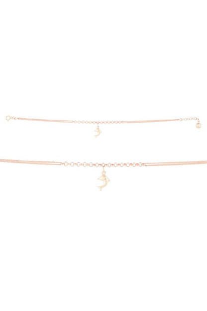 Solid Gold Wobbly Dolphin Bracelet