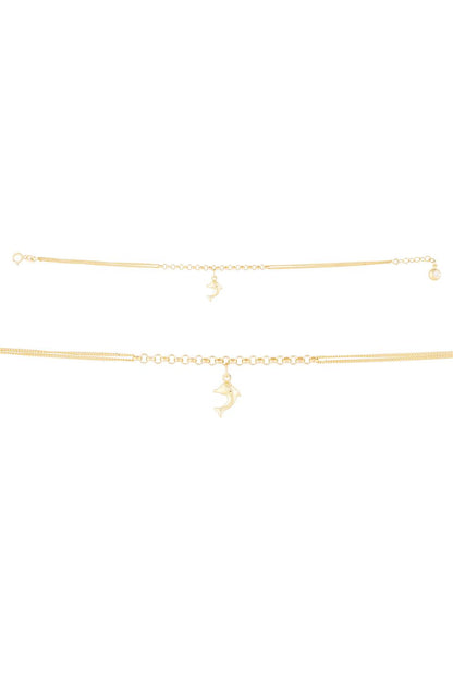 Solid Gold Wobbly Dolphin Bracelet