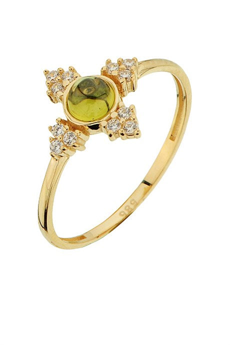 Solid Gold Yellow Gemstone Ring | 14K (585) | 1.31 gr