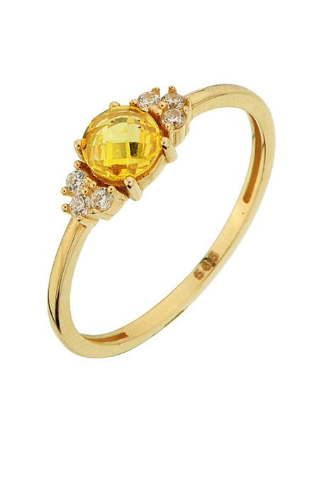 Bague solitaire jaune en or massif | 14K (585) | 1,44 g