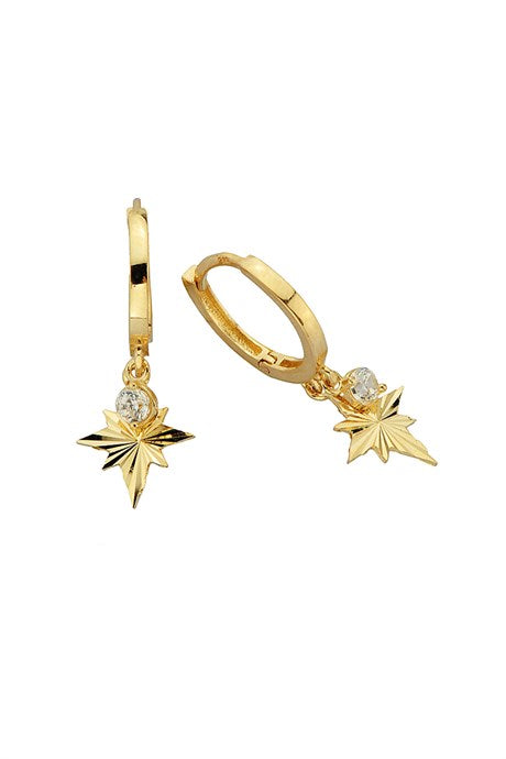 Solid Gold North Star With Figure Circle Earring | 14K (585) | 2.32 gr
