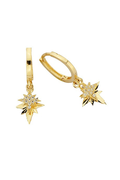 Solid Gold North Star With Figure Circle Earring | 14K (585) | 2.34 gr