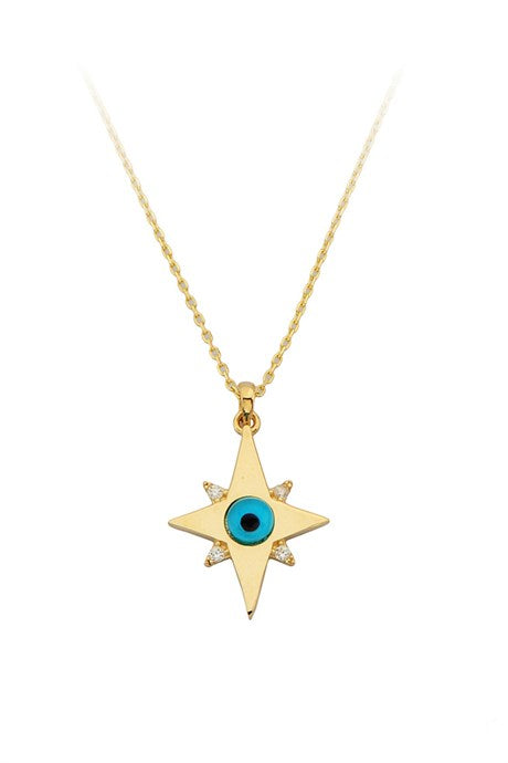 Solid Gold North Star Eye Necklace | 14K (585) | 2.01 gr