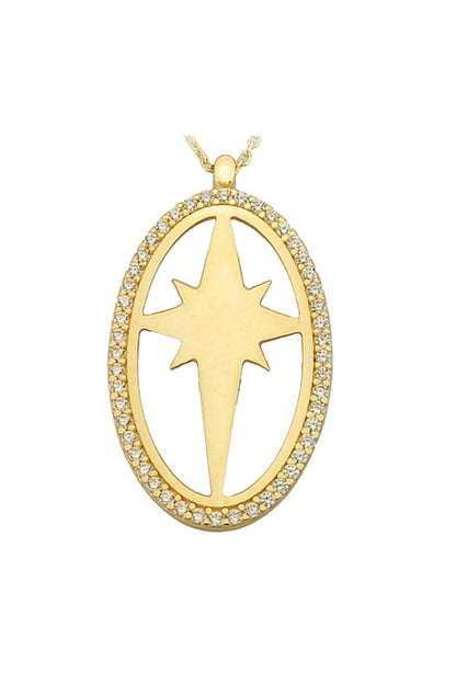 Collar de estrella del norte de oro macizo | 14K (585) | 2,99 gramos